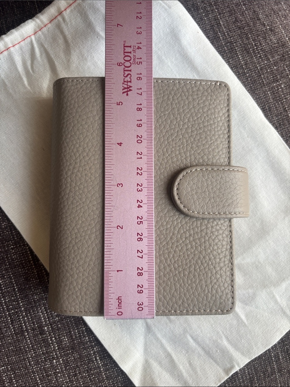 Filofax Pocket Rings Norfolk Leather Taupe Planner Notebook Cover Like New - Picture 14 of 15